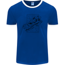 Velociraptor Skull Dinosaurs Palaeontology Mens Ringer T-Shirt Royal Blue/White