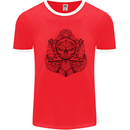 Anchor Skull Sailor Sailing Captain Pirate Ship Mens Ringer T-Shirt Red/White