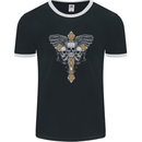 An Ornate Moth Skull Mens Ringer T-Shirt FotL Black/White