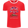 British Grown South African Roots Africa Flag Mens Ringer T-Shirt FotL Red/White