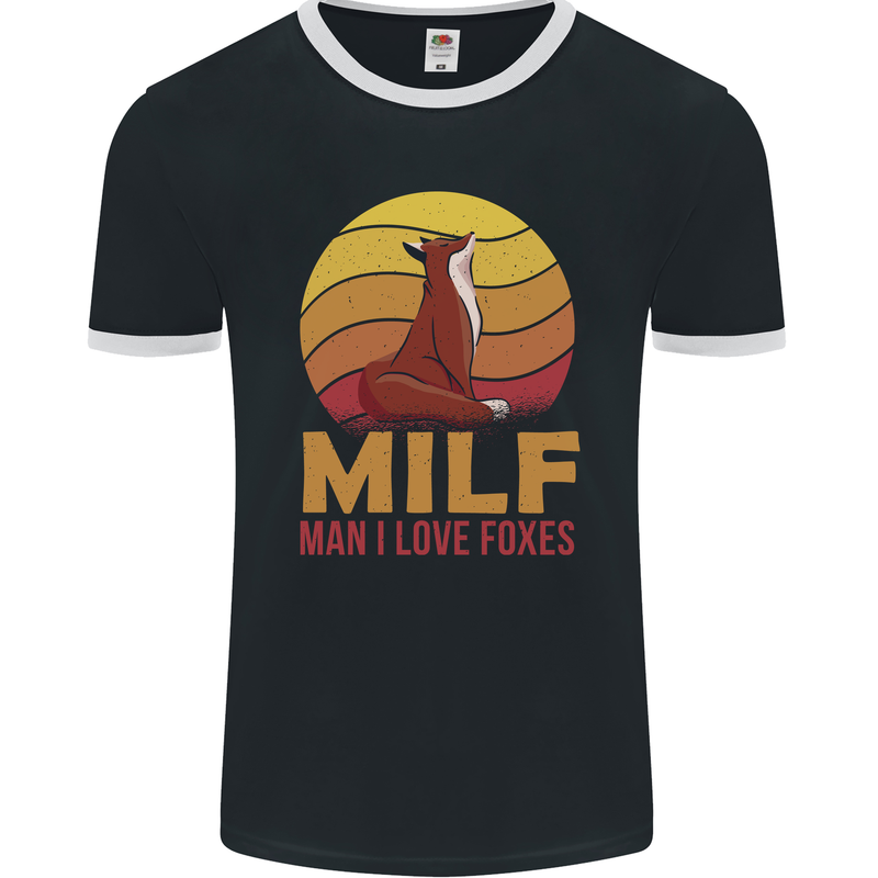 MILF Man I Love Foxes Fox Mens Ringer T-Shirt FotL Black/White