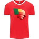 Curled Benin Flag Beninese Day Football Mens Ringer T-Shirt FotL Red/White