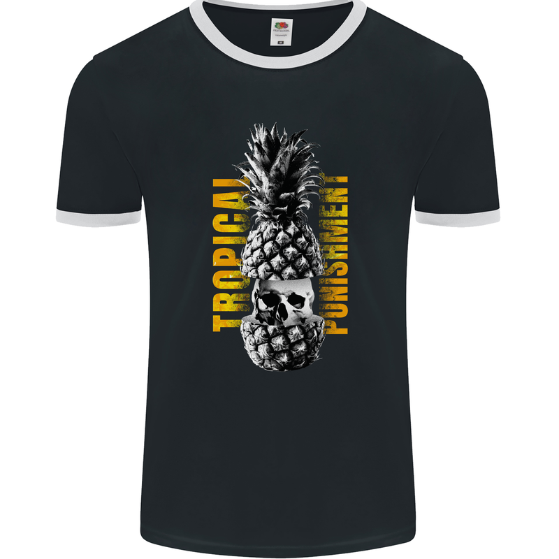 Tropical Punishment Pineapple Skull Mens Ringer T-Shirt FotL Black/White