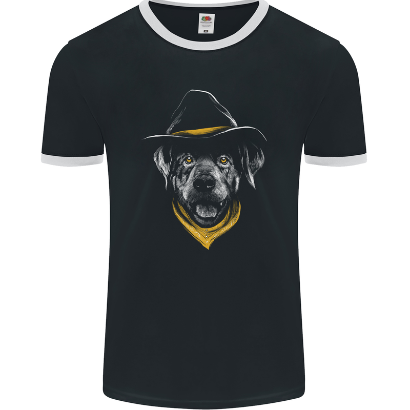 Cowboy Dog Mens Ringer T-Shirt FotL Black/White