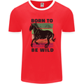 Born to be Wild Horse Riding Equestrian Mens Ringer T-Shirt Red/White