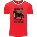 Born to be Wild Horse Riding Equestrian Mens Ringer T-Shirt Red/White