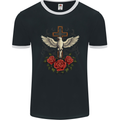 Dove of Redemption Gothic Cross Flowers Art Goth Mens Ringer T-Shirt FotL Black/White