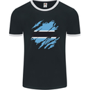 Torn Botswana Flag Batswana Day Football Mens Ringer T-Shirt FotL Black/White