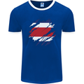 Torn Costa Rica Flag Rican Day Football Mens Ringer T-Shirt FotL Royal Blue/White