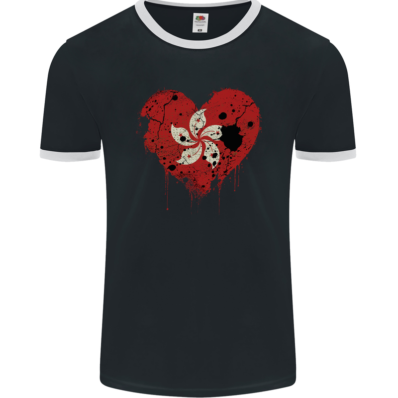 Love Flag Hong Kong Football Mens Ringer T-Shirt FotL Black/White