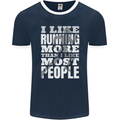 I Like Running Cross Country Marathon Runner Mens Ringer T-Shirt FotL Navy Blue/White