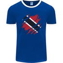 Torn Trinidad and Tobago Day Football Mens Ringer T-Shirt FotL Royal Blue/White