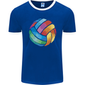 Volleyball Watercolour Mens Ringer T-Shirt FotL Royal Blue/White