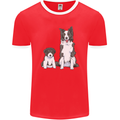 A Border Collie and Puppy Mens Ringer T-Shirt FotL Red/White