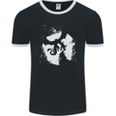 Dragon Full Moon Silhouette Mens Ringer T-Shirt FotL Black/White
