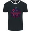 Astronaut Santa & Aliens Christmas Planets Xmas Mens Ringer T-Shirt FotL Black/White