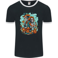 Dia de Los Muertos Day of the Dead Sugar Skull Mens Ringer T-Shirt FotL Black/White