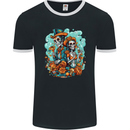 Dia de Los Muertos Day of the Dead Sugar Skull Mens Ringer T-Shirt FotL Black/White