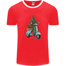 Christmas Scooter Xmas MOD Moped Mens Ringer T-Shirt FotL Red/White