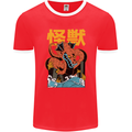 Kaiju Dragon King Ghidorah Japanese Monster Mens Ringer T-Shirt FotL Red/White