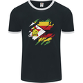 Torn Zimbabwe Flag Zimbabwean Day Football Mens Ringer T-Shirt FotL Black/White