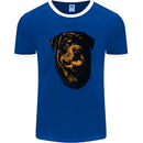 Rottweiller Head Dog Mens Ringer T-Shirt FotL Royal Blue/White