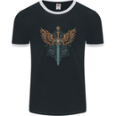 A Viking Sword With Wings Excalibur Tribal Mens Ringer T-Shirt FotL Black/White