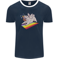 A Unicorn Pug Dog Mens Ringer T-Shirt FotL Navy Blue/White