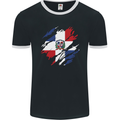 Torn Dominican Republic Flag Dominicanos Day Mens Ringer T-Shirt FotL Black/White