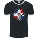Torn Dominican Republic Flag Dominicanos Day Mens Ringer T-Shirt FotL Black/White