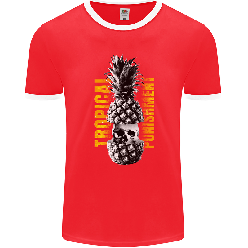 Tropical Punishment Pineapple Skull Mens Ringer T-Shirt FotL Red/White
