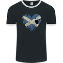 Love Flag Scotland Scottish Football Rugby Mens Ringer T-Shirt FotL Black/White