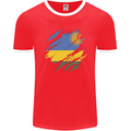 Torn Rwanda Flag Rwandan Day Football Mens Ringer T-Shirt FotL Red/White