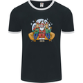 Santa Claus Chilling With Reindeers Christmas Xmas Mens Ringer T-Shirt FotL Black/White