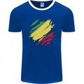 Torn Republic of the Congo Flag Day Football Mens Ringer T-Shirt FotL Royal Blue/White