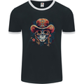 Pirate Sugar Skull Day of the Dead DOTD Mens Ringer T-Shirt FotL Black/White