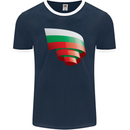 Curled Bulgaria Flag Bulgarian Day Football Mens Ringer T-Shirt FotL Navy Blue/White