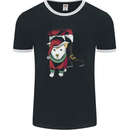 Santa With a Puppy Dog Christmas Xmas Mens Ringer T-Shirt FotL Black/White