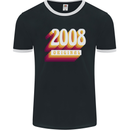 Retro 15th Birthday Original 2008 Mens Ringer T-Shirt FotL Black/White
