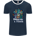 Dungeons & Ferrets Role Play Games RPG Mens Ringer T-Shirt FotL Navy Blue/White