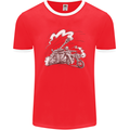 An Army Biker With Tank Skull Motorcycle Mens Ringer T-Shirt FotL Red/White