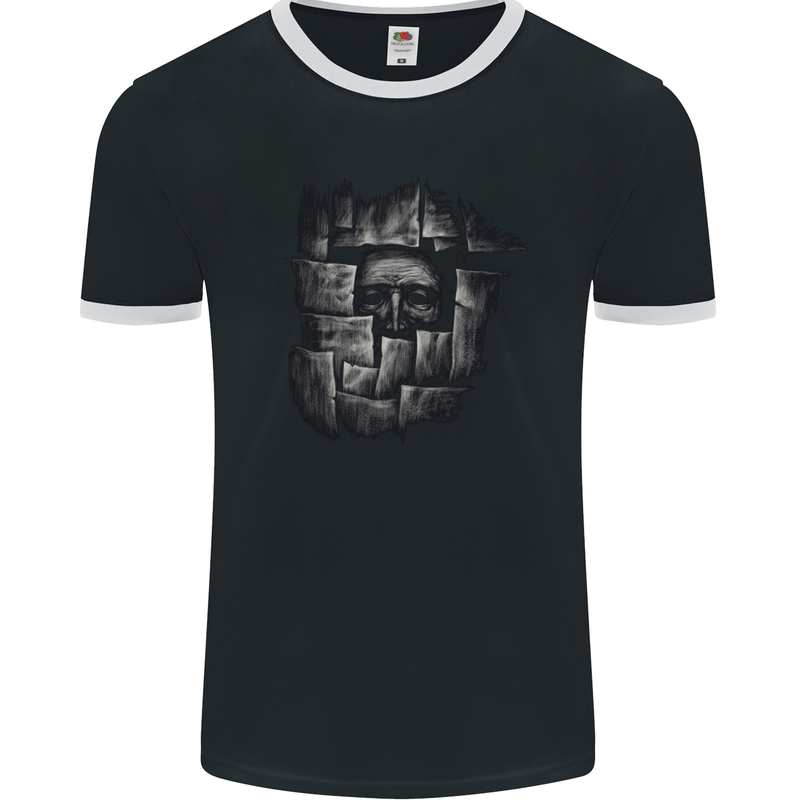 Behind the Wall Gothic Goth Halloween Mens Ringer T-Shirt FotL Black/White