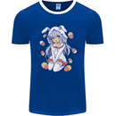 Easter Anime Girl With Eggs and Bunny Ears Mens Ringer T-Shirt FotL Royal Blue/White
