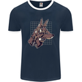 A Steampunk Wolf Mens Ringer T-Shirt FotL Navy Blue/White