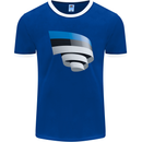 Curled Estonia Flag Estonian Day Football Mens Ringer T-Shirt FotL Royal Blue/White