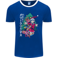 Anime Elf Christmas Tree Xmas Mens Ringer T-Shirt FotL Royal Blue/White