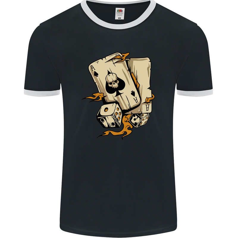 Skull Ace of Spades Heavy Metal Rock Music Mens Ringer T-Shirt FotL Black/White