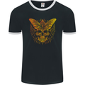 A Golded Moth Skull Mens Ringer T-Shirt FotL Black/White