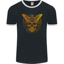 A Golded Moth Skull Mens Ringer T-Shirt FotL Black/White