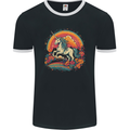 A Unicorn and Fantasy Rainbow Mens Ringer T-Shirt FotL Black/White